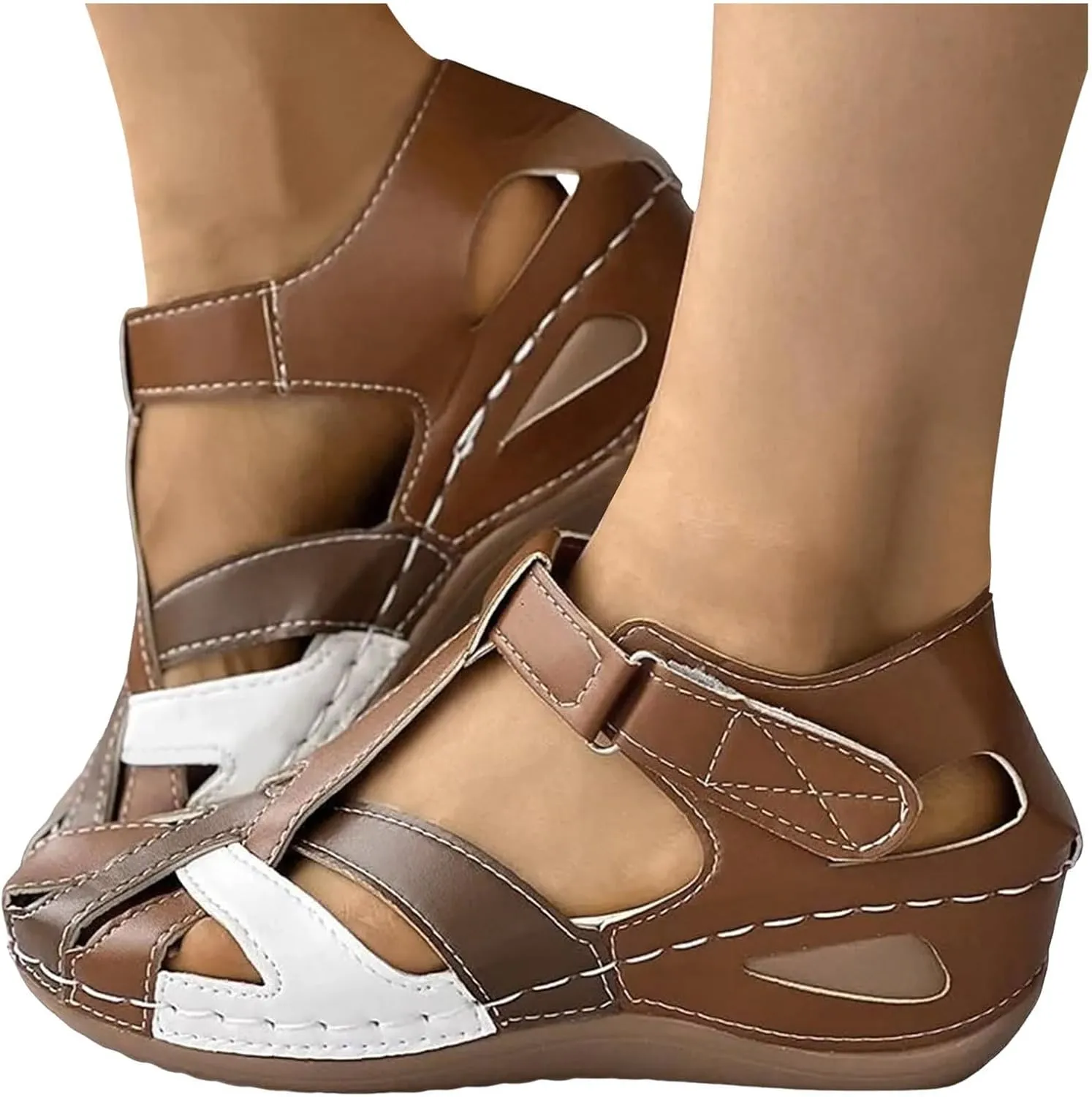 2025 Womens Sandals Close Toe Orthopedic Sandals for WomenDressy Summer Beach Bohemia Ankle Strap Causal Comfortable Closed Toe Wedge Shoes for Outdoor