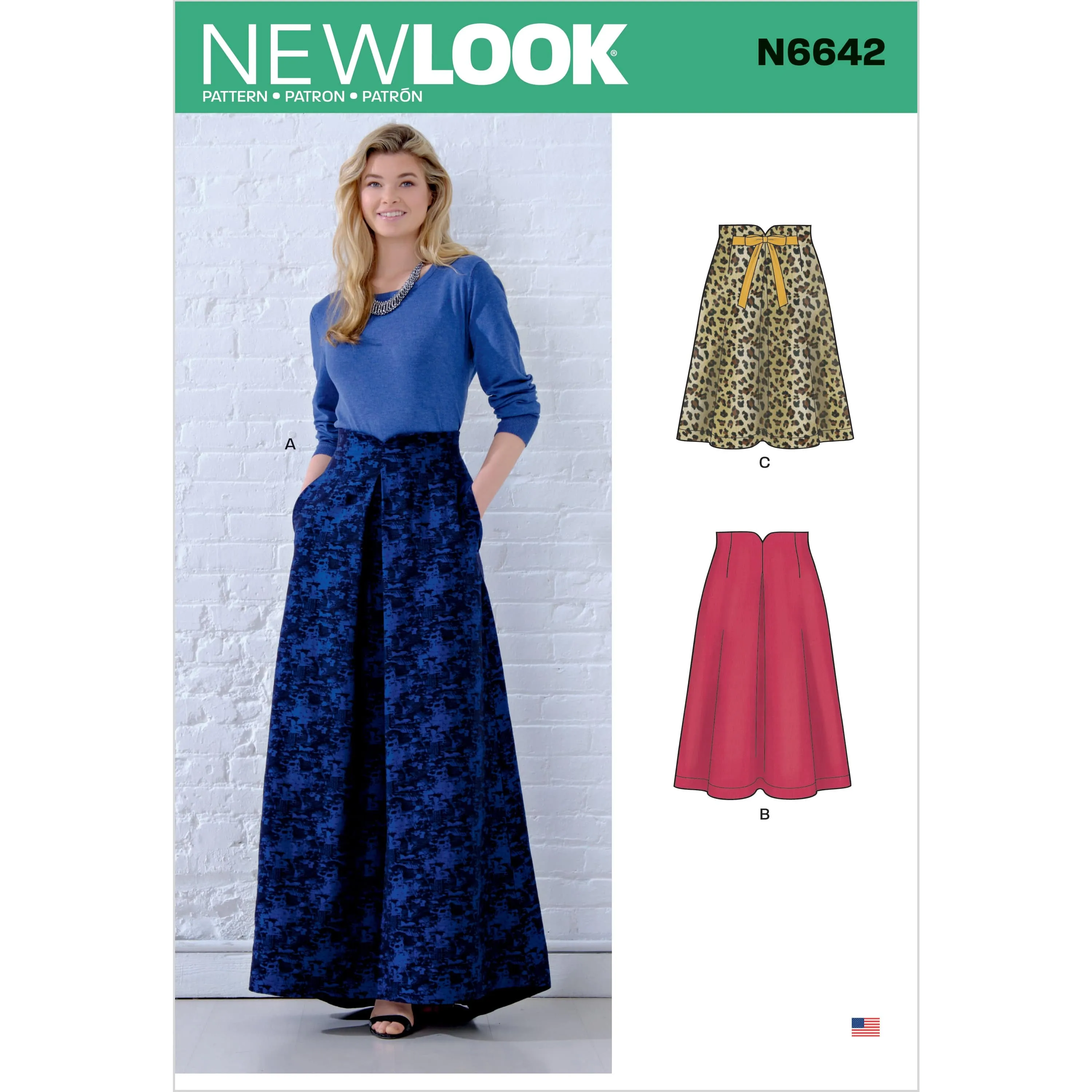 6642 New Look Sewing Pattern N6642 Misses' Raised Waist Skirts