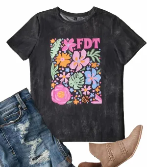 8647 Shirt for Women: Subtle Resist T-Shirt Flower Feminist Floral Funny Graphic Vintage Short Sleeve Boho Style Tee Tops
