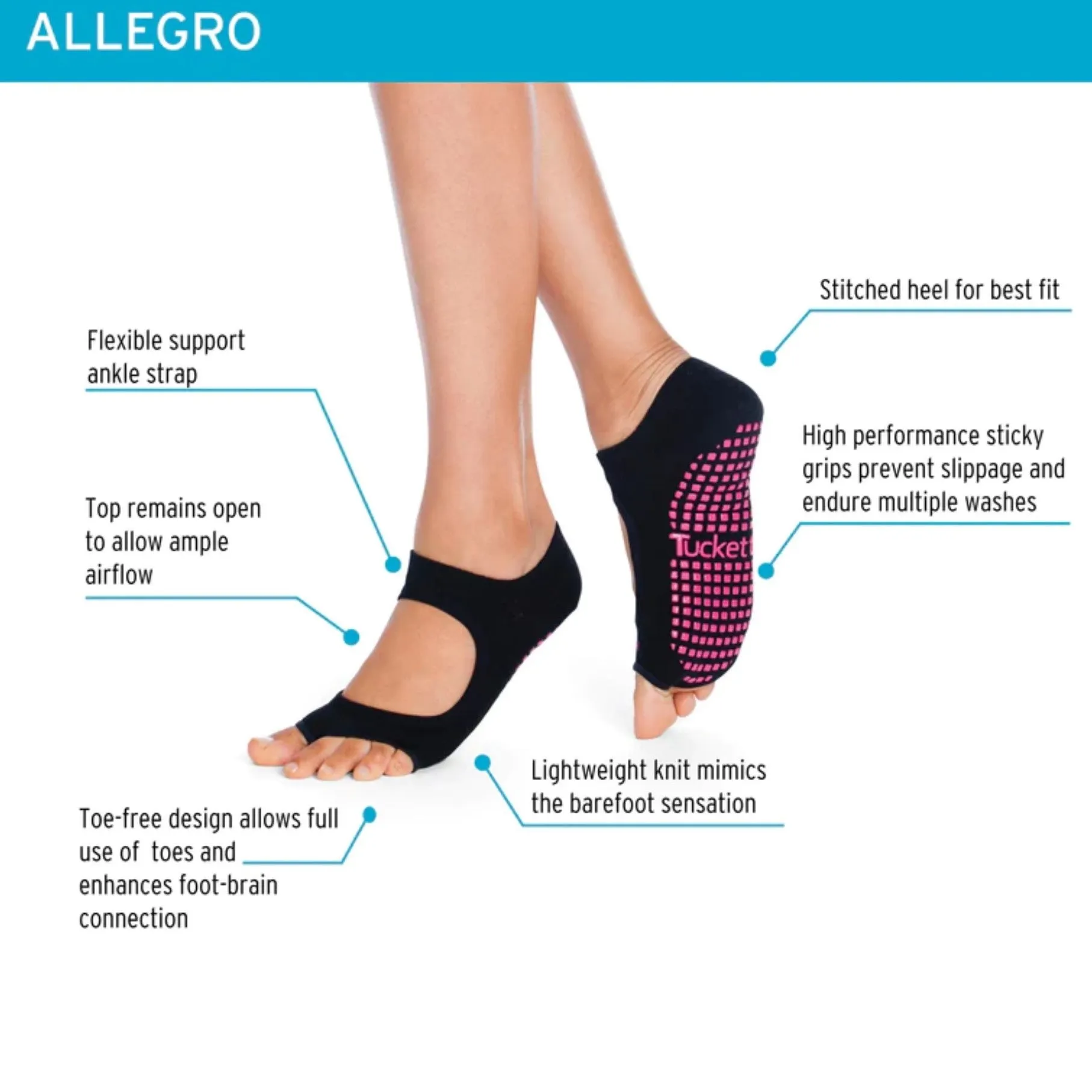 Allegro Tie Dye Grip Socks - 3 Pack (Barre / Pilates)
