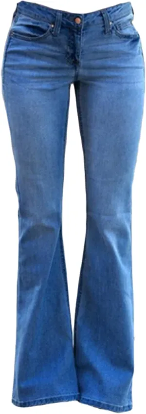 Andongnywell Women's Fashion Mid Rise Jeans Slimming Wide Leg Stretch Denim Flare Bell Bottom Jeans Trousers