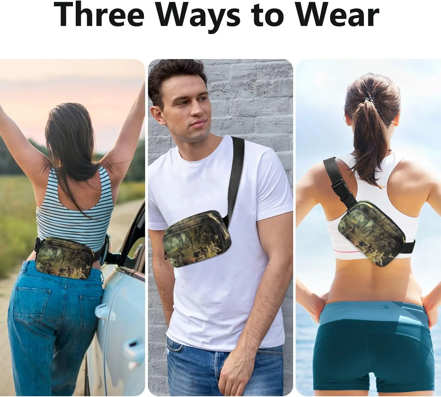 Antoine Watteau Artwork Painting Fanny Pack for Women Waterproof Large Hip Belt Bag Cute Waist Pack for Women
