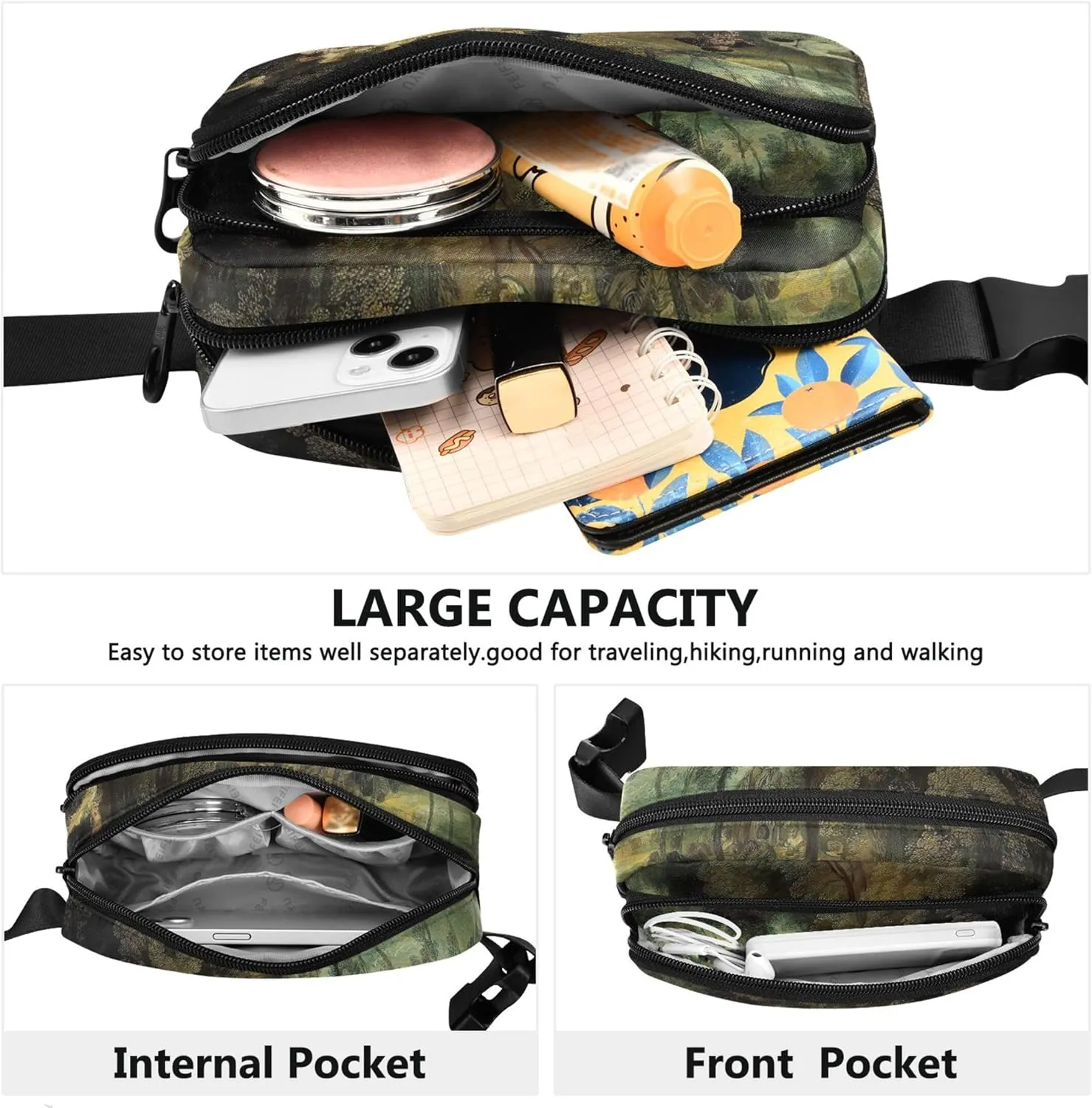 Antoine Watteau Artwork Painting Fanny Pack for Women Waterproof Large Hip Belt Bag Cute Waist Pack for Women