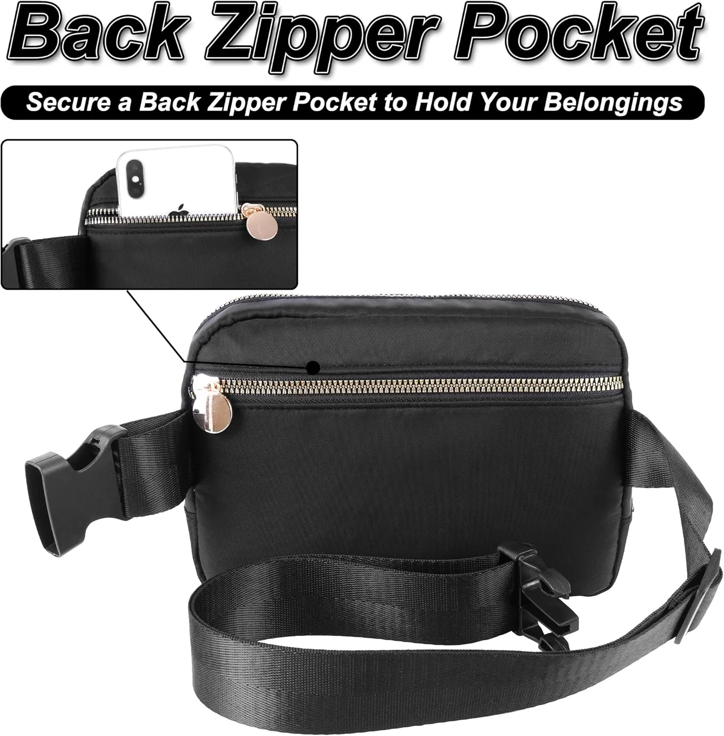 Belt Bag Crossbody Bags for Girls Women - Gifts for 8 9 10 11 12 13 Year Old Girl - Teen Birthday Gifts - Small Waist Packs Trendy Kids Fanny Pack - Initial White S,Black Bag
