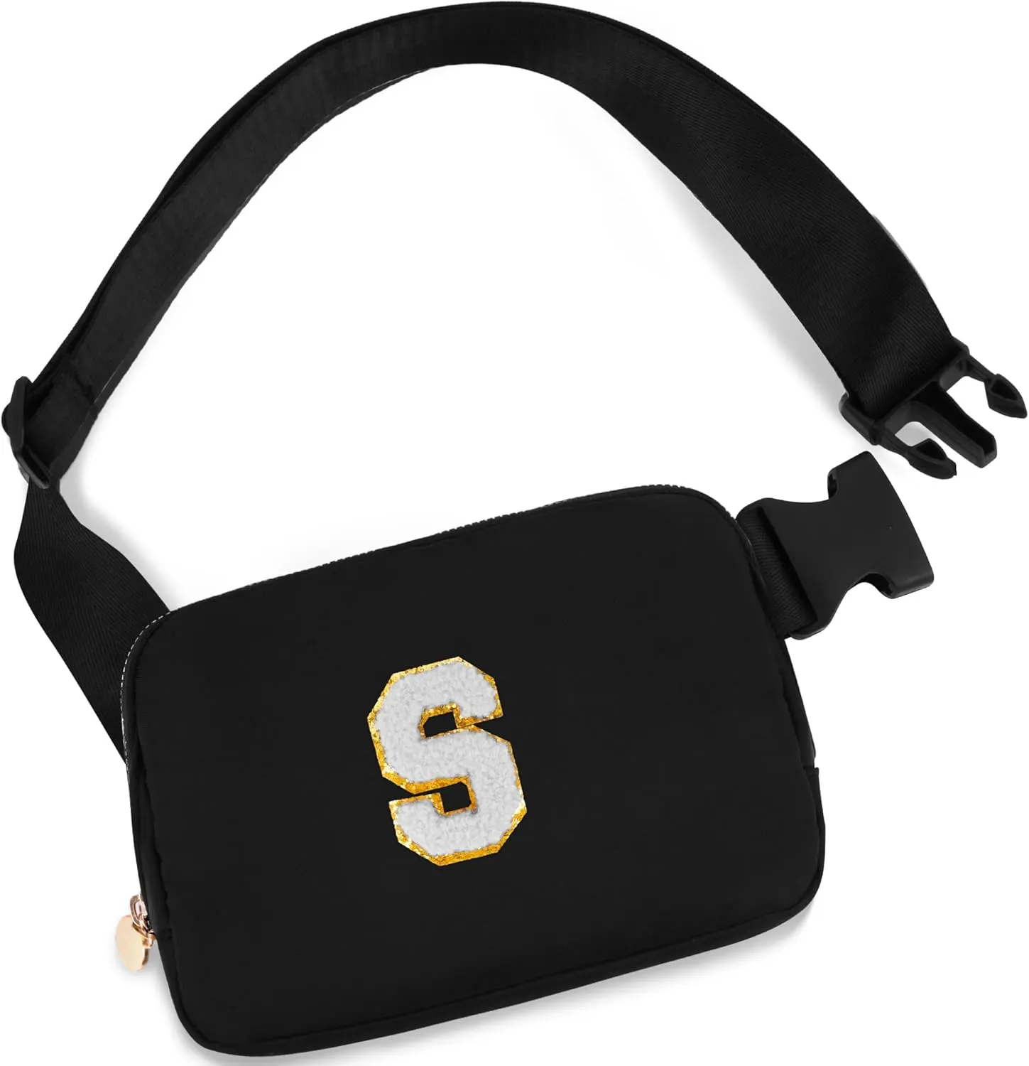 Belt Bag Crossbody Bags for Girls Women - Gifts for 8 9 10 11 12 13 Year Old Girl - Teen Birthday Gifts - Small Waist Packs Trendy Kids Fanny Pack - Initial White S,Black Bag