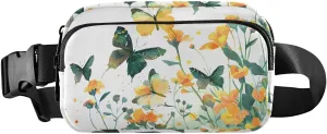 Bolaz Fanny Packs,Fashion Waist Pack Belt Bags for Women Men with Multi-Pockets Adjustable Belts, Bunch Buterflies and Flower, Workout/Running/Yoga/Shopping/Hiking