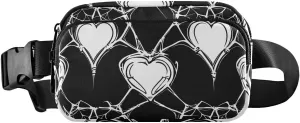 Bolaz Fanny Packs,Fashion Waist Pack Belt Bags for Women Men with Multi-Pockets Adjustable Belts, White Heart, Workout/Running/Yoga/Shopping/Hiking