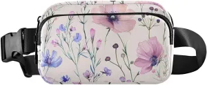 Bolaz Fanny Packs,Fashion Waist Pack Belt Bags for Women Men with Multi-Pockets Adjustable Belts,Pink Flower, Workout/Running/Yoga/Shopping/Hiking