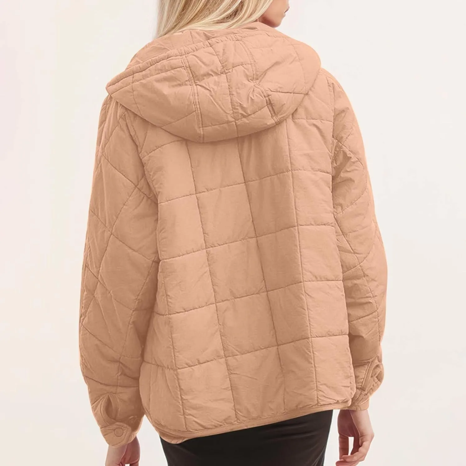 Borniu Women's Quilted Pullover Puffer Jacket Packable Hooded Oversize Winter Coat Tops Lightweight Down Jacket Outerwear
