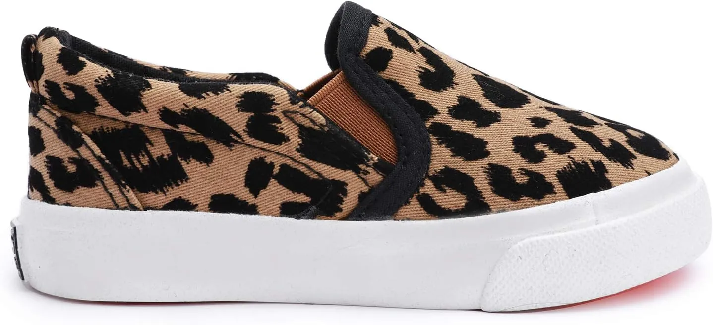 Boy's Girl's Canvas Sneakers Casual Leopard Print Slip-on Loafer Shoes FlatsToddler/Little Kid
