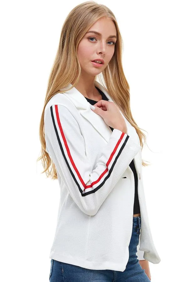 Bullet with Button   Stripe Tape Blazer