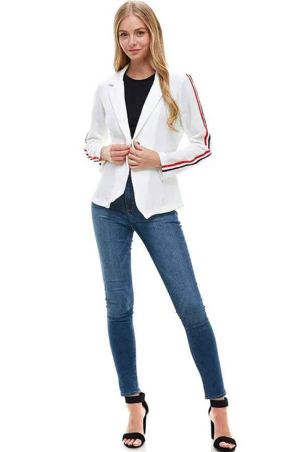 Bullet with Button   Stripe Tape Blazer