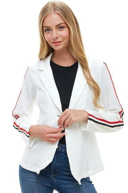 Bullet with Button   Stripe Tape Blazer