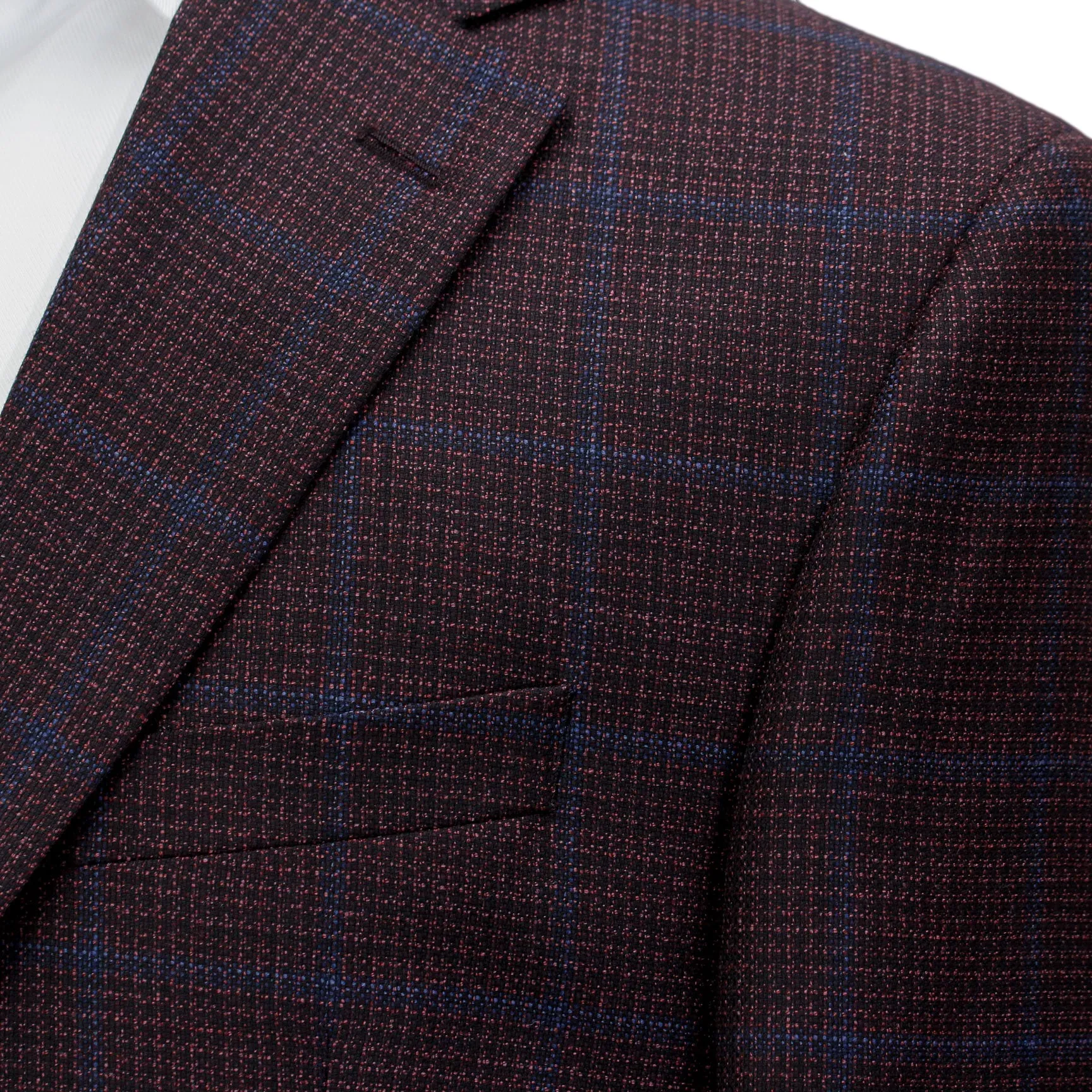 Burgundy with Blue Check Essence Modern Fit Sport Coat