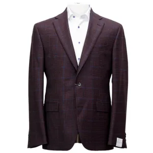 Burgundy with Blue Check Essence Modern Fit Sport Coat