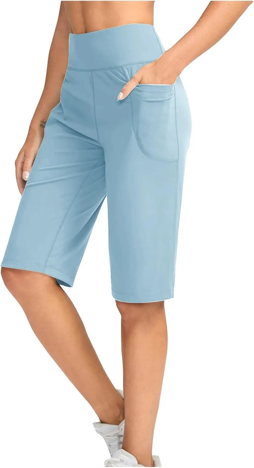Capri Pants for Women Plus Size Casual Summer Knee Length Wide Leg Yoga Pants Athletic Workout Shorts Capris