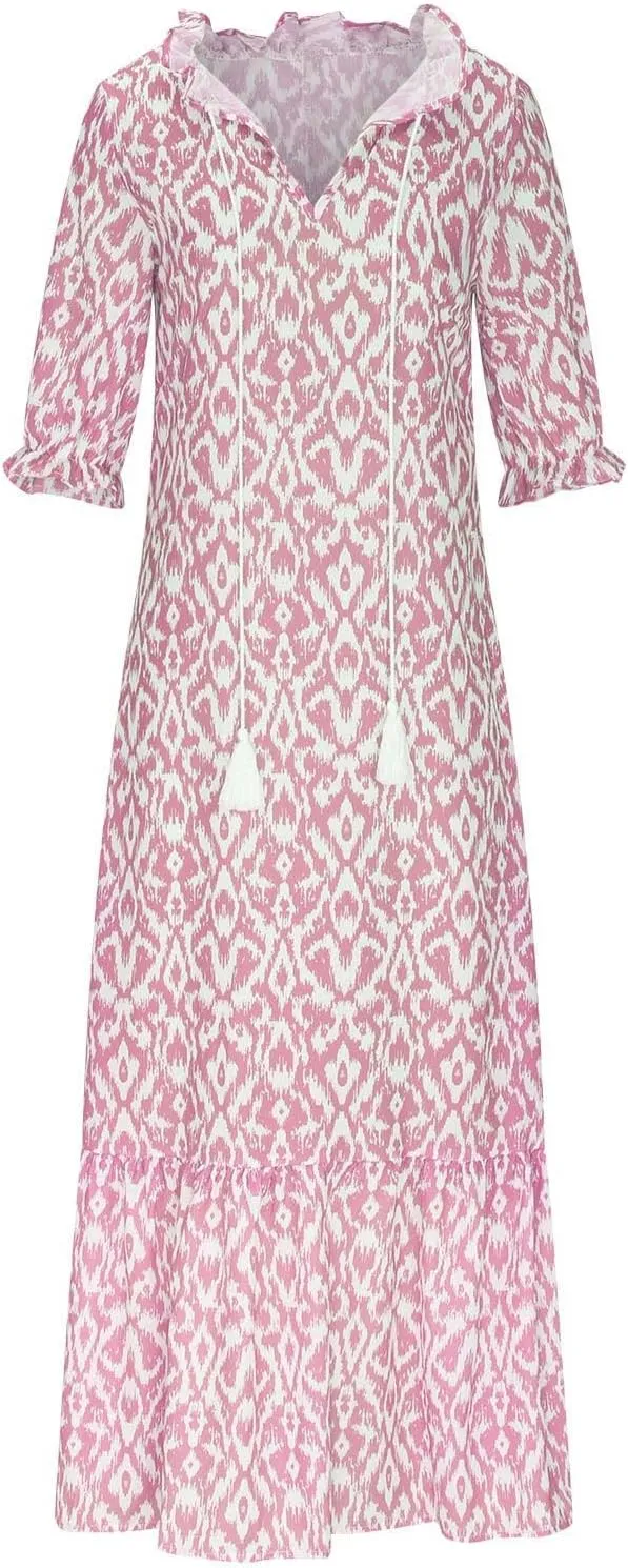 Casual Dresses for Women 2024 Short Sleeve Swiss Dot Maxi Dress Summer Fashion Short Sleeve Tiered Ruffle Long Dress