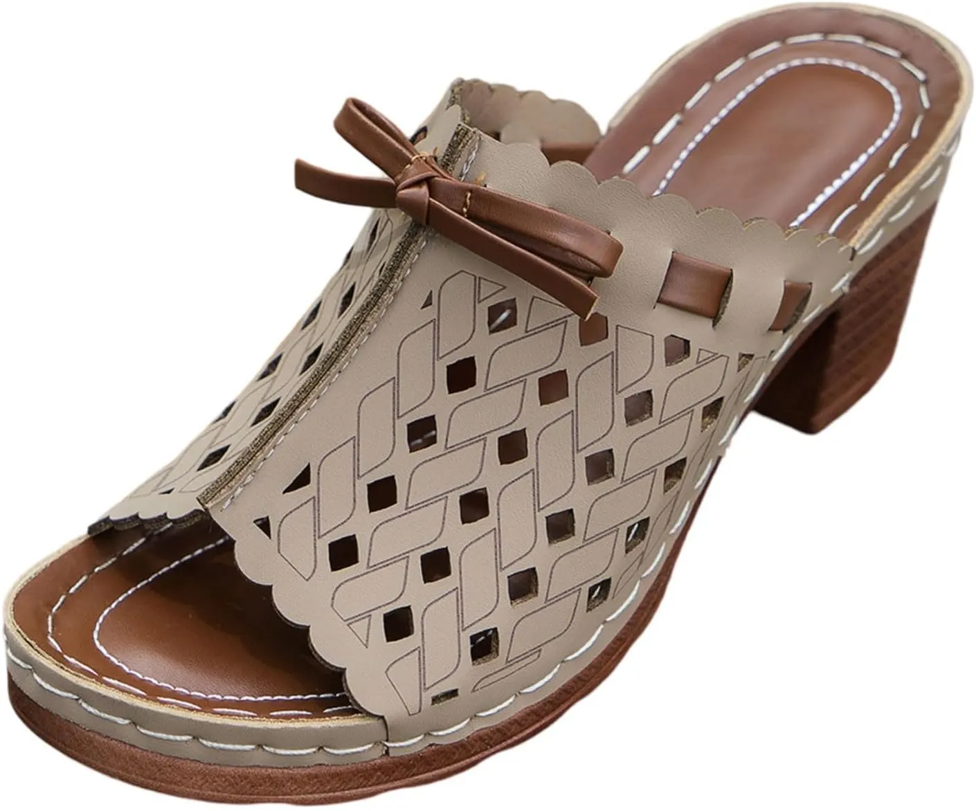 Chunky Heel Sandals for Women Dressy Wedges Slip On Orthopedic Wedge Sandals for Women Comfortable Breathable Fishmouth Vacation Beach Chunky Heels Summer Shoes