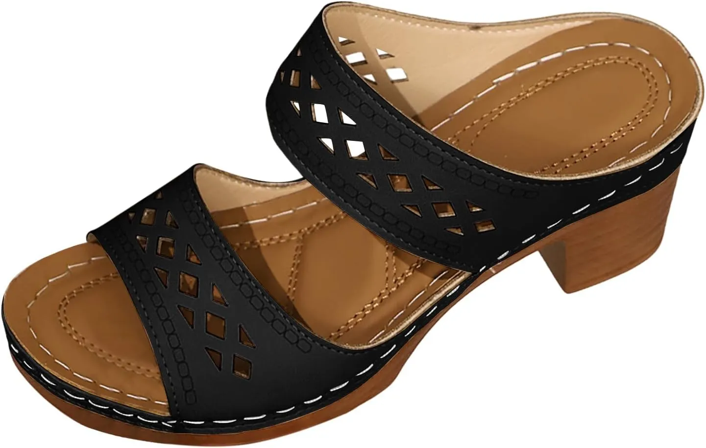 Chunky Heel Sandals for Women Platform Wedges Open Toe Wedges Heels Dressy Summer Comfortable Platform Sandals Slip On Block Heels Work Sandal for Women Office Dress Shoes