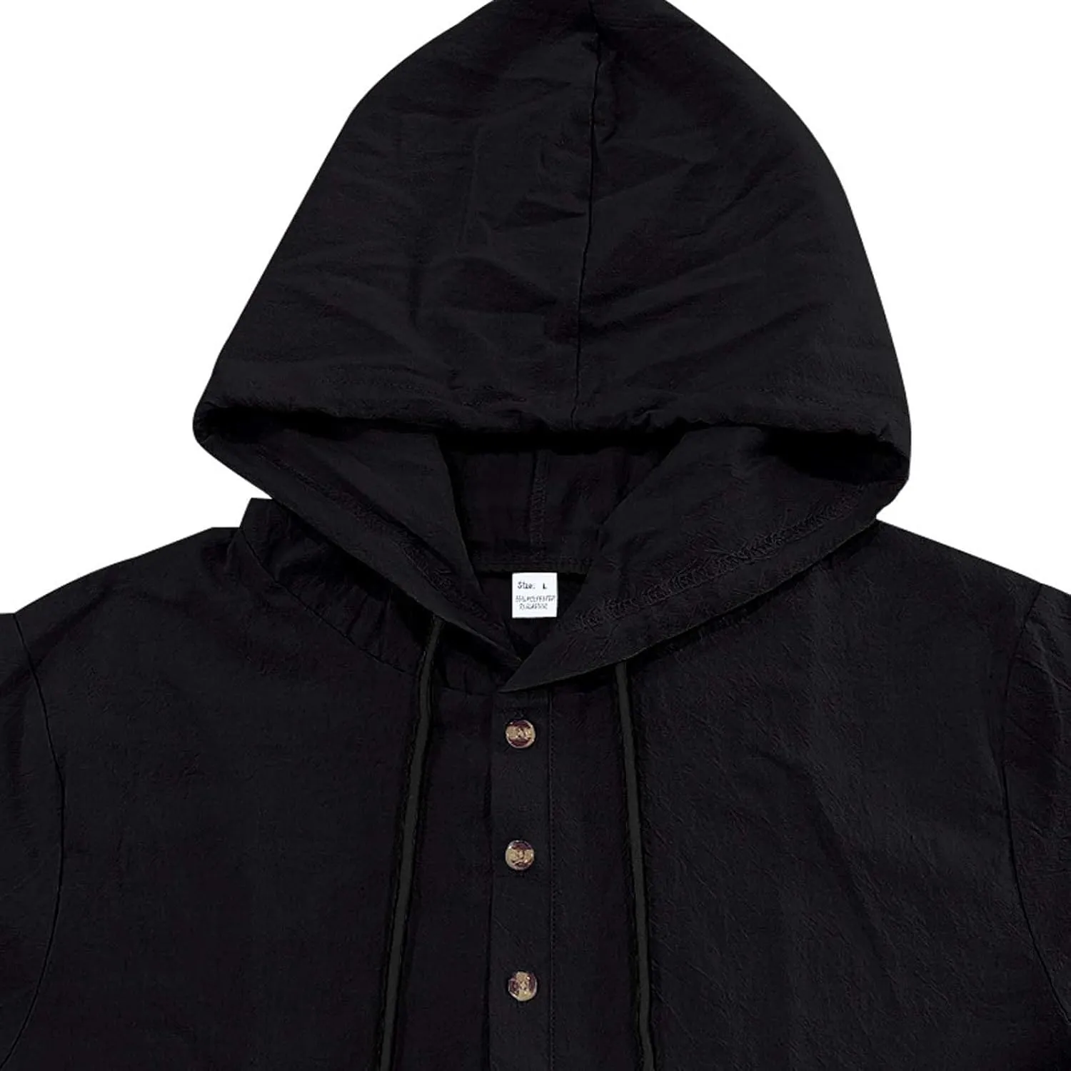 Cotton Linen Shirts for Men Casual Button Down Hoodie Summer Beach Loose Short Sleeve Drawstring Pullover Hooded Top