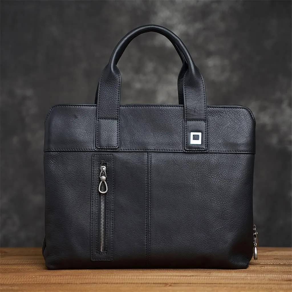 CSCDD Leather Briefcase Men Bag Business Handbag Male 14inch Laptop Shoulder Bags Men Briefcase