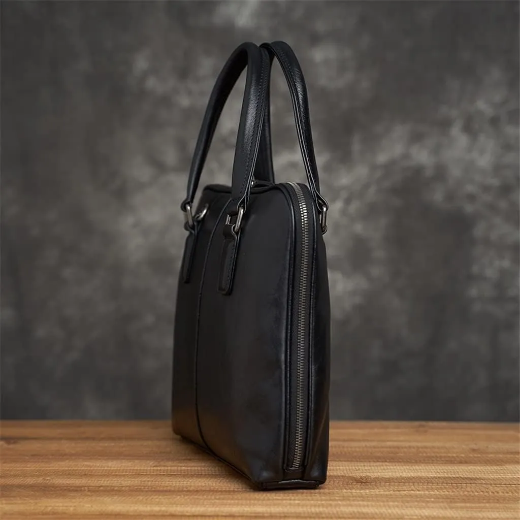 CSCDD Vintage Man Handbag Briefcase Men Shoulder Bags Coffe Business 14 Inch Laptop Bag