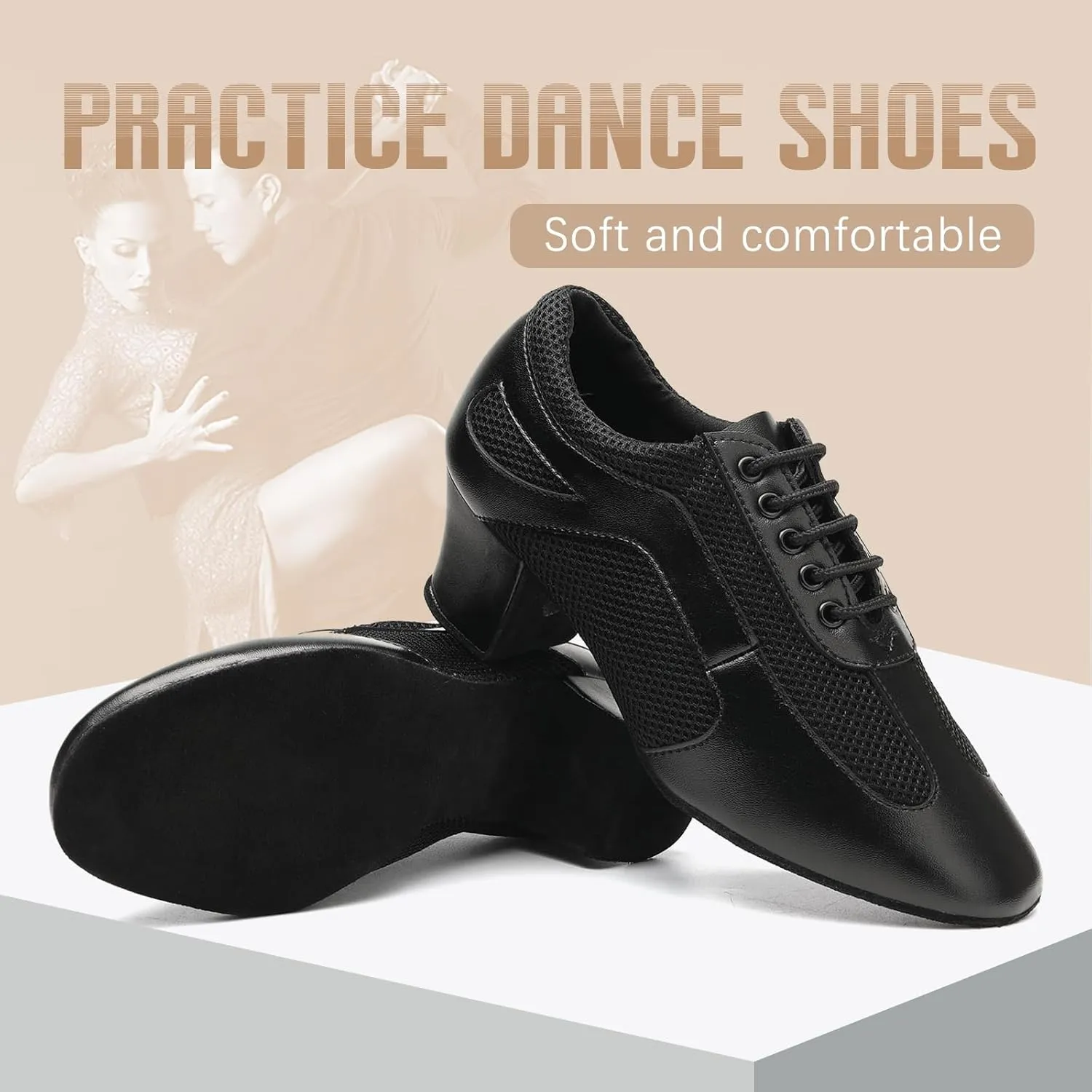 Dance Shoes for Women Ballroom Practice Training Split Sole Dancing Shoes 1.5 Inch Low Heel Latin Salsa Shoes
