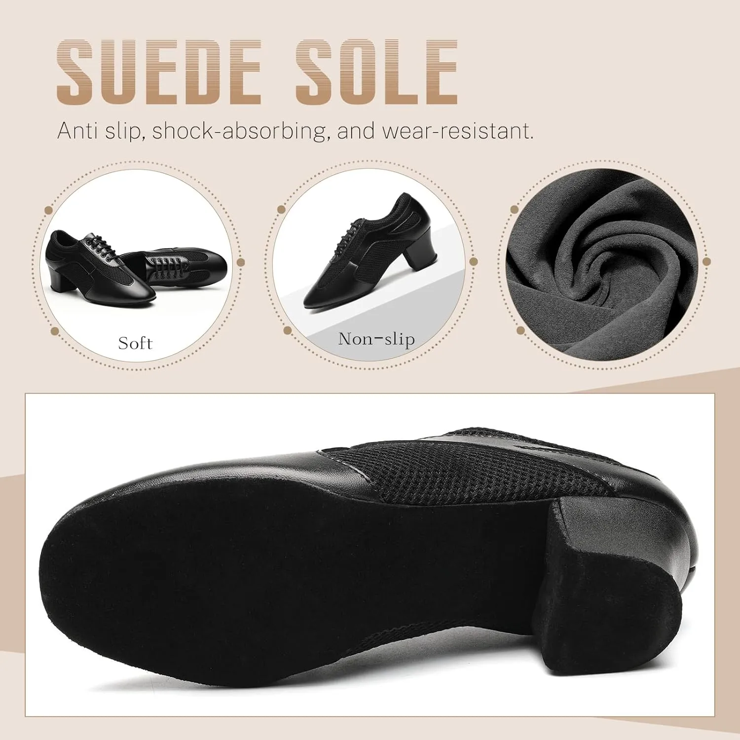 Dance Shoes for Women Ballroom Practice Training Split Sole Dancing Shoes 1.5 Inch Low Heel Latin Salsa Shoes