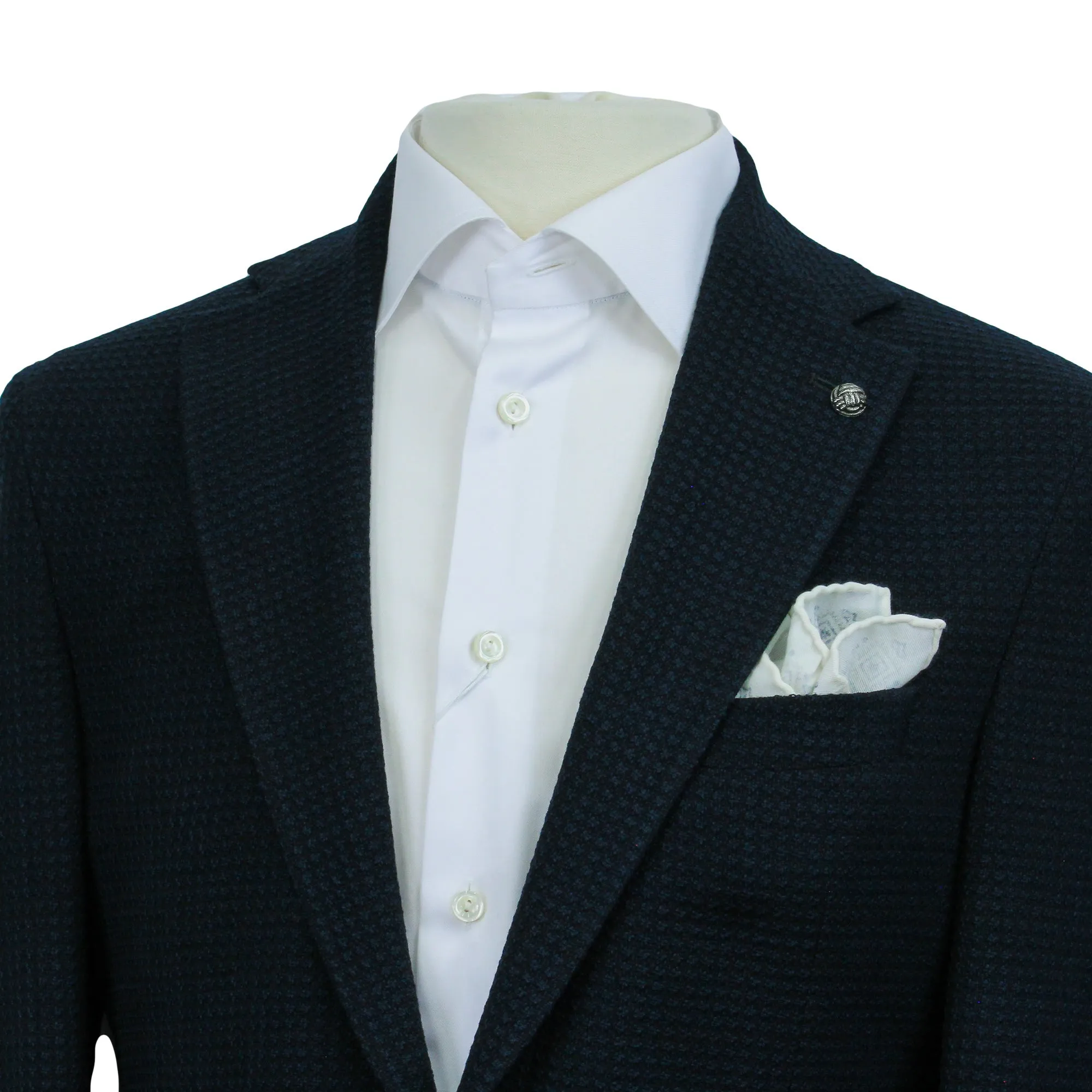 Dark Blue Textured Hampton Contemporary Fit Sport Jacket - Jack Victor