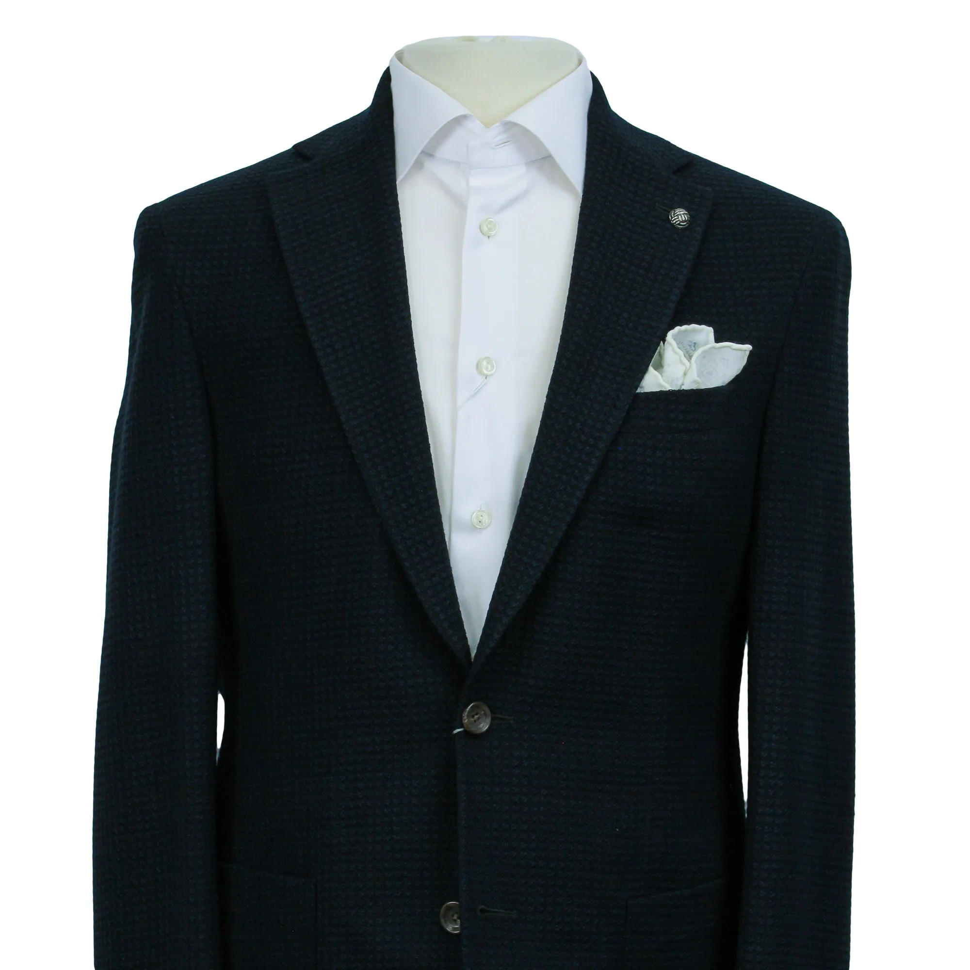 Dark Blue Textured Hampton Contemporary Fit Sport Jacket - Jack Victor