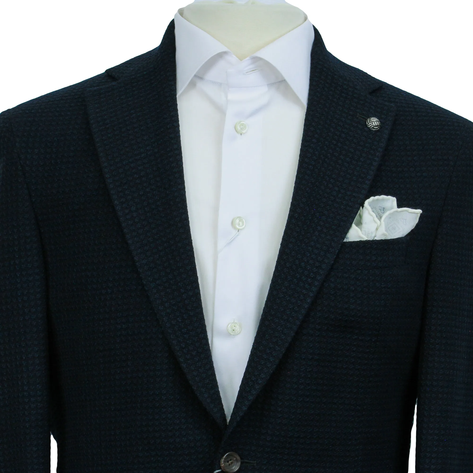 Dark Blue Textured Hampton Contemporary Fit Sport Jacket - Jack Victor