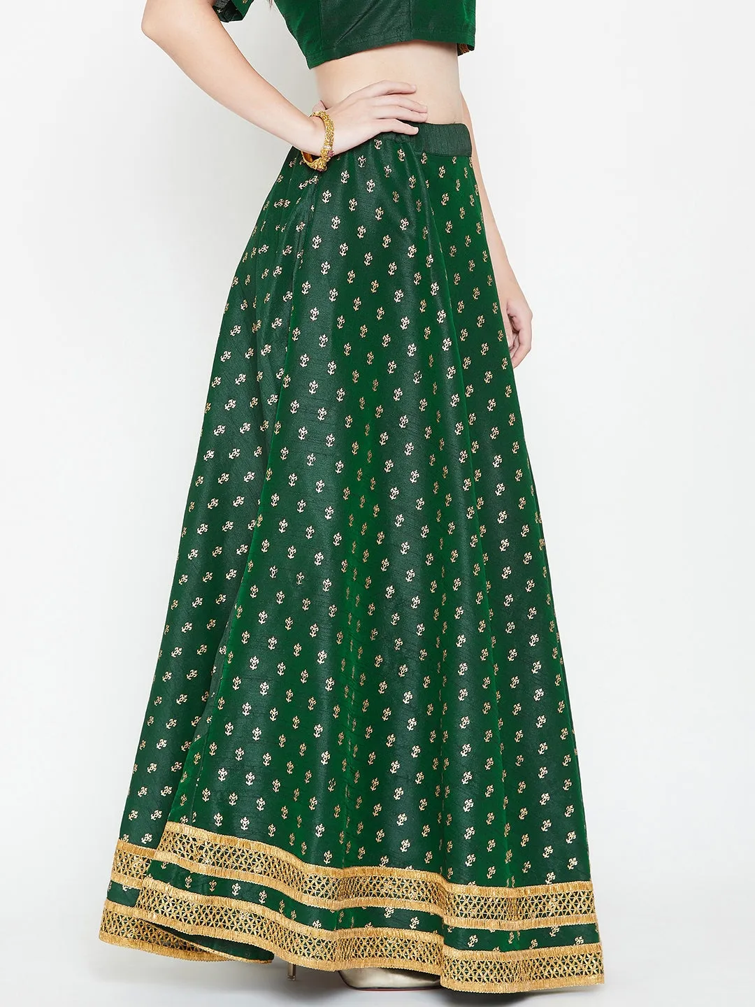 Dupion Block Printed Bias Skirt