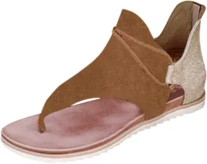Eduavar Sandals Women Comfortable, Sandals for Women Dressy Summer Open Toe Flip Flops Gladiator Sandals Flat with Zipper