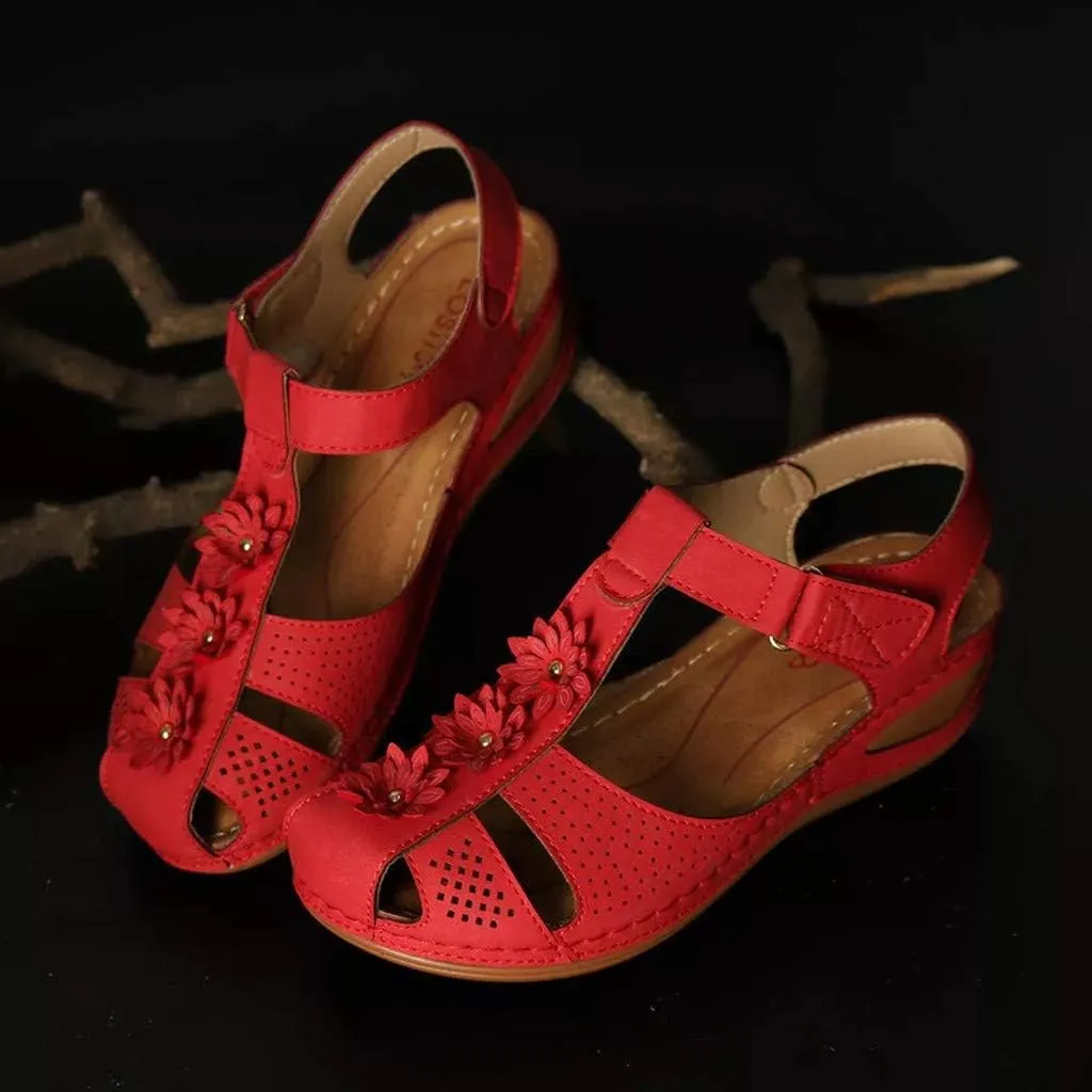 Eduavar Sandals Women Dressy Summer, Orthopedic Sandals for Women Comfortable Close Toe Sandals Cutout Wedge Sandals