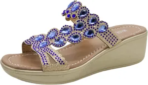 Eduavar Shoes for Women Sandals Dressy, Sandals for Women Dressy Summer Wedge Platform Sandals Peep Toe Crystal Sandals