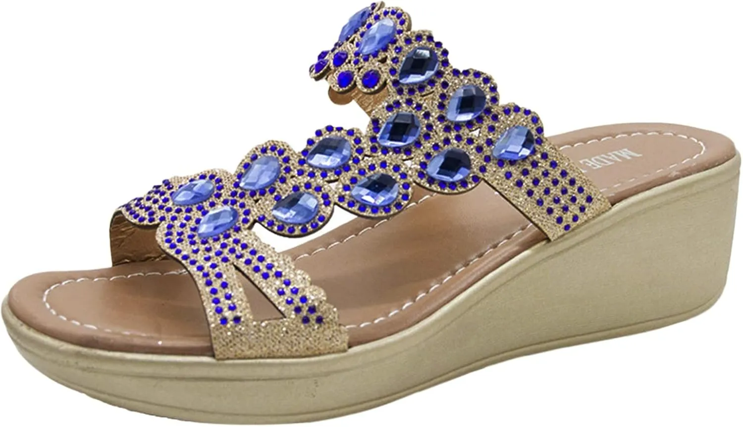 Eduavar Shoes for Women Sandals Dressy, Sandals for Women Dressy Summer Wedge Platform Sandals Peep Toe Crystal Sandals