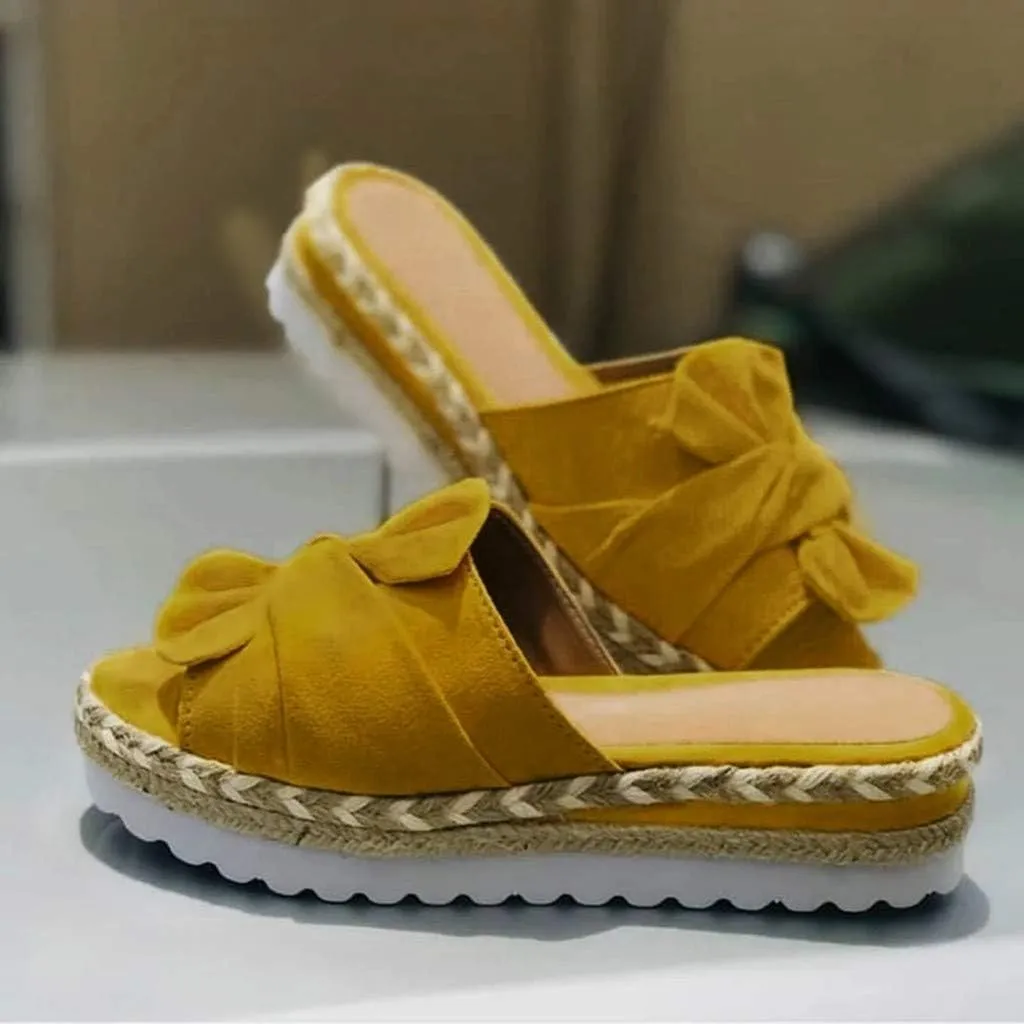 Eduavar Womens Sandals Dressy, Sandals Women Dressy Summer Espadrille Platform Sandals Open Toe Bow Tie Sandals