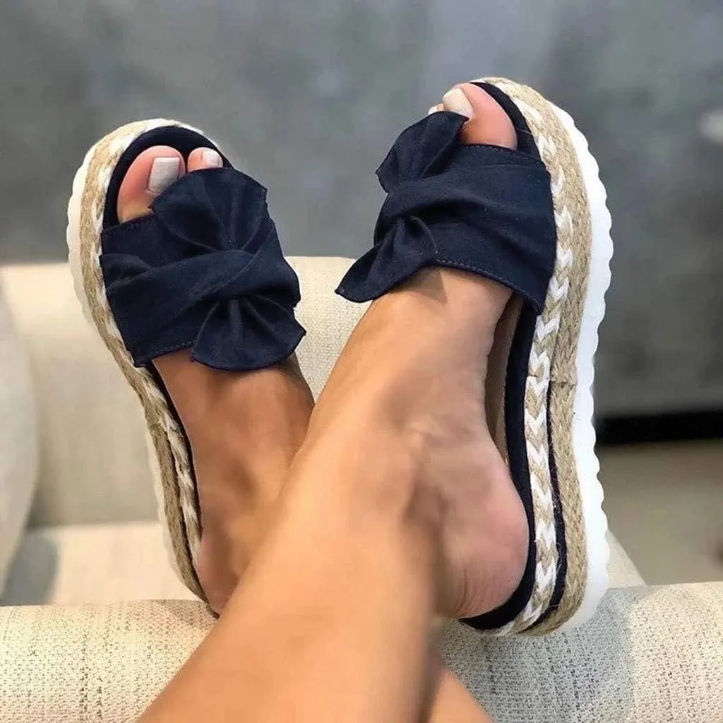 Eduavar Womens Sandals Dressy, Sandals Women Dressy Summer Espadrille Platform Sandals Open Toe Bow Tie Sandals