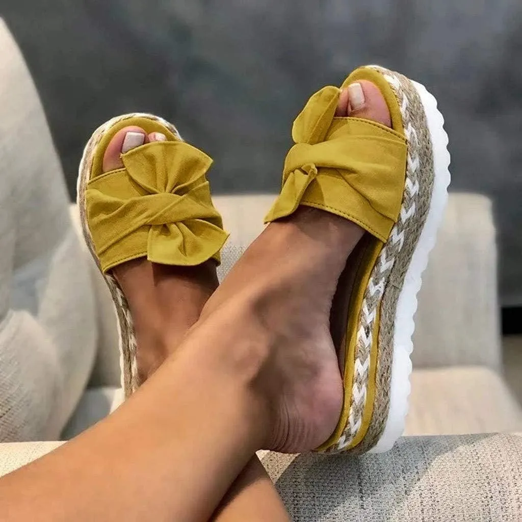 Eduavar Womens Sandals Dressy, Sandals Women Dressy Summer Espadrille Platform Sandals Open Toe Bow Tie Sandals
