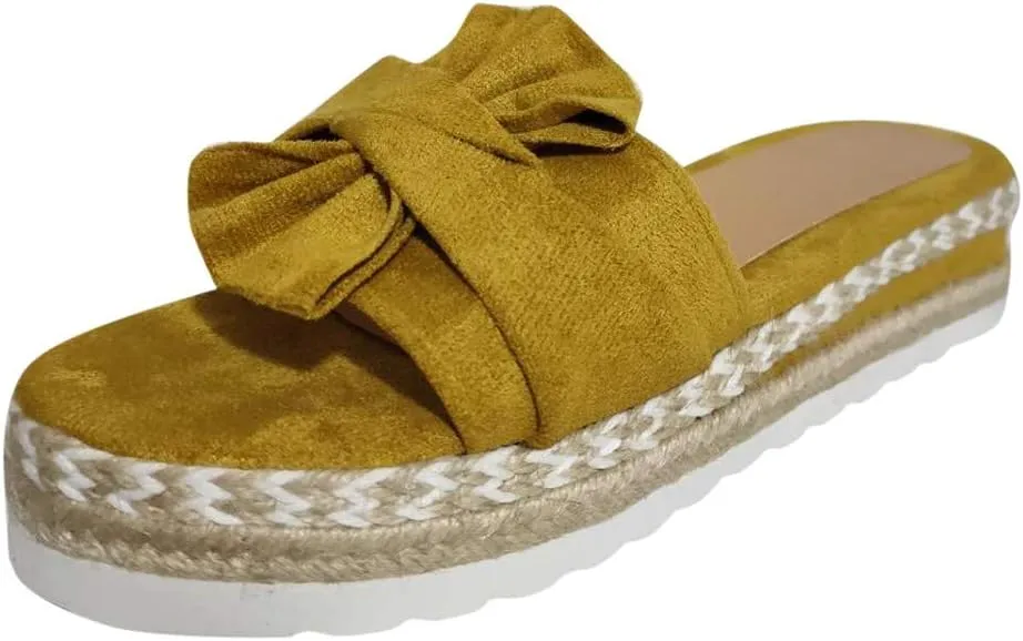 Eduavar Womens Sandals Dressy, Sandals Women Dressy Summer Espadrille Platform Sandals Open Toe Bow Tie Sandals