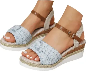 Espadrilles Wedge Sandals for Women 2025 Dressy Summer Orthopedic Comfortable Walking Espadrilles Wedges Open Toe Platform Ankle Strap Casual Beach Vacation Shoes