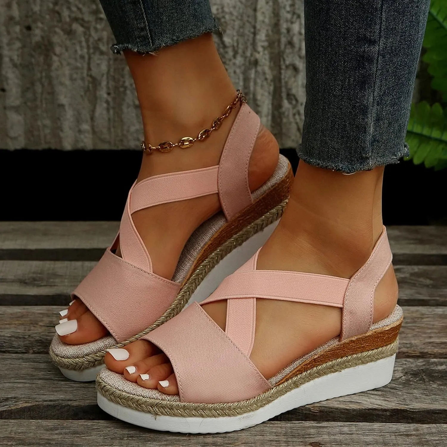 Espadrilles Wedge Sandals for Women 2025 Dressy Summer Orthopedic Comfortable Walking Espadrilles Wedges Open Toe Platform Ankle Strap Casual Beach Vacation Shoes