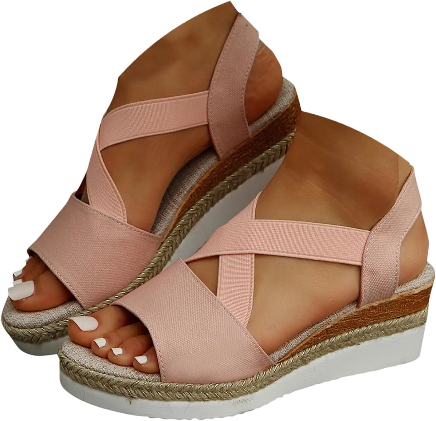 Espadrilles Wedge Sandals for Women 2025 Dressy Summer Orthopedic Comfortable Walking Espadrilles Wedges Open Toe Platform Ankle Strap Casual Beach Vacation Shoes
