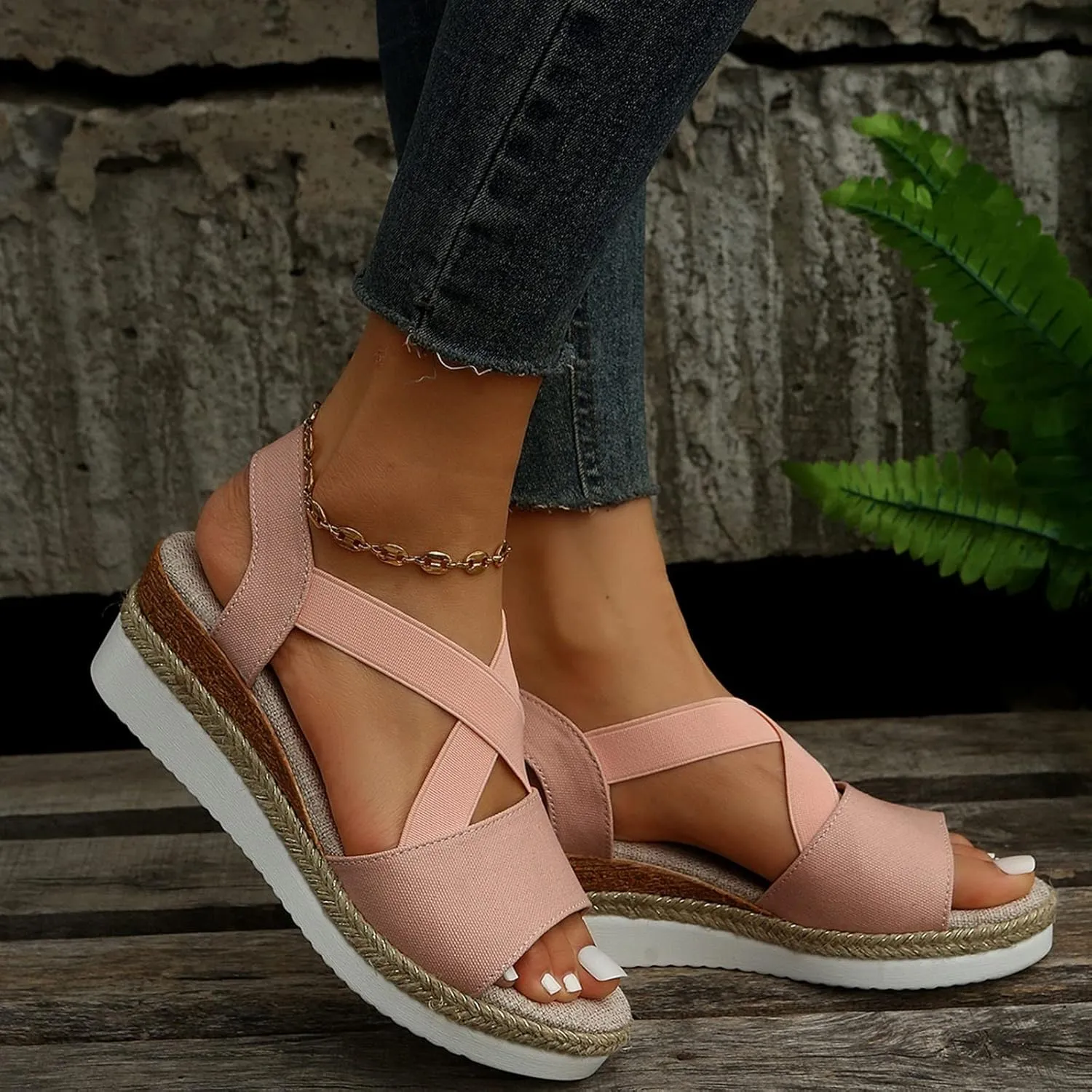 Espadrilles Wedge Sandals for Women 2025 Dressy Summer Orthopedic Comfortable Walking Espadrilles Wedges Open Toe Platform Ankle Strap Casual Beach Vacation Shoes
