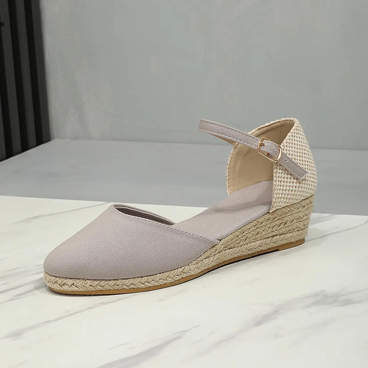 Espadrilles Wedges for Women Summer Sandals Womens Espadrilles Closed Toe Ankle Strap Dressy Low Heel Platform Wedge Sandals