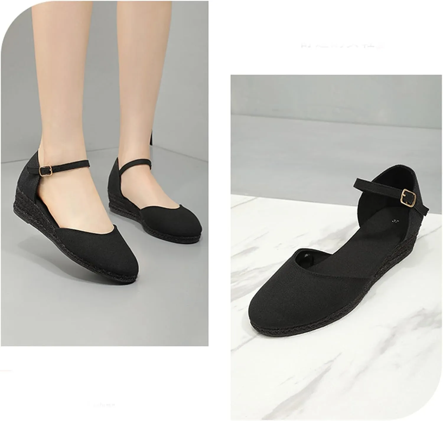 Espadrilles Wedges for Women Summer Sandals Womens Espadrilles Closed Toe Ankle Strap Dressy Low Heel Platform Wedge Sandals