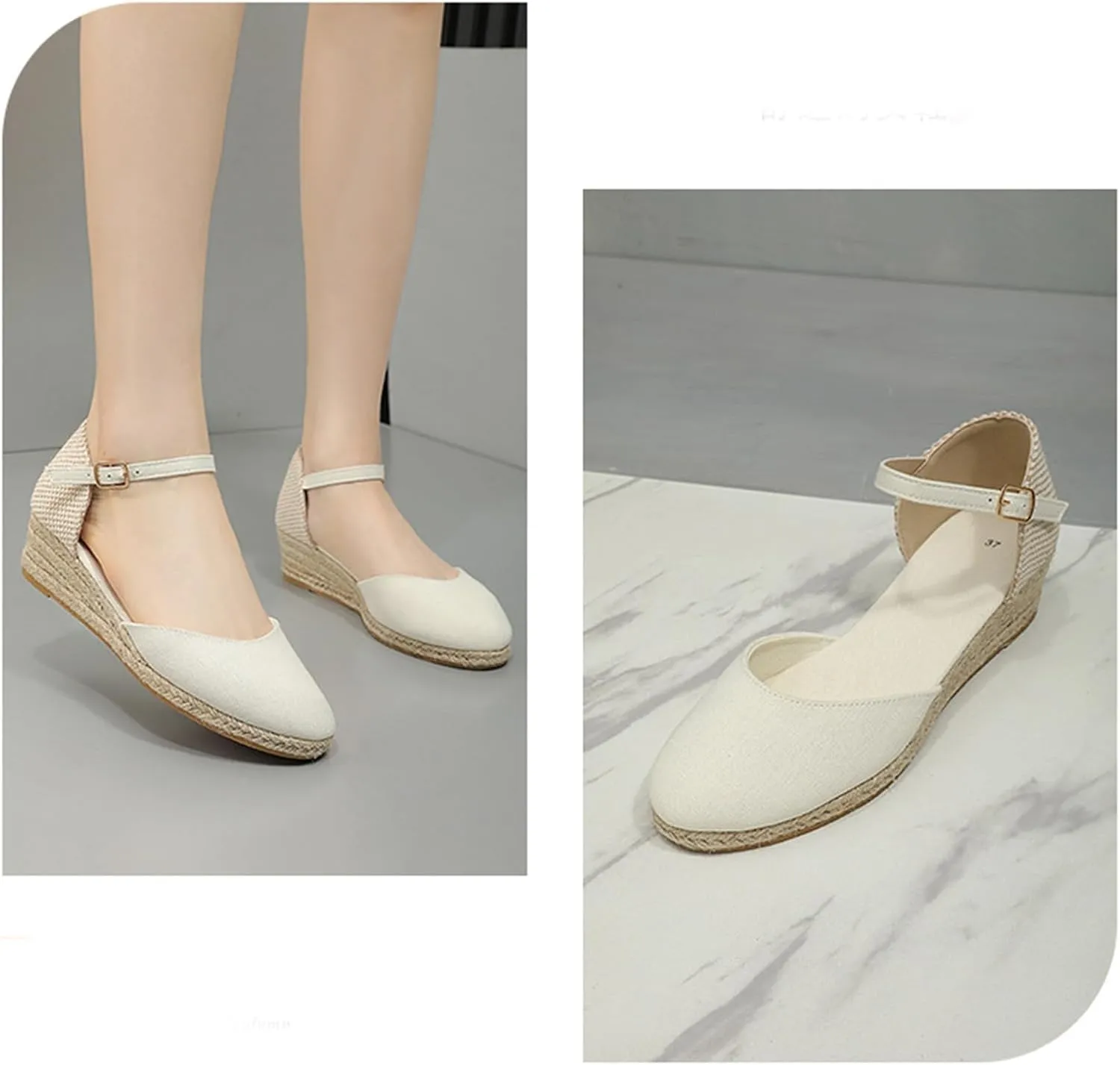 Espadrilles Wedges for Women Summer Sandals Womens Espadrilles Closed Toe Ankle Strap Dressy Low Heel Platform Wedge Sandals