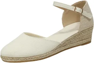 Espadrilles Wedges for Women Summer Sandals Womens Espadrilles Closed Toe Ankle Strap Dressy Low Heel Platform Wedge Sandals