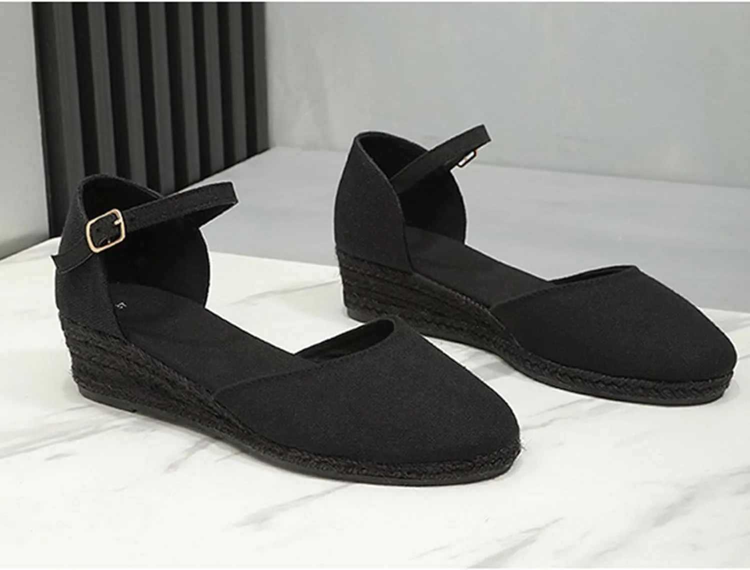 Espadrilles Wedges for Women Summer Sandals Womens Espadrilles Closed Toe Ankle Strap Dressy Low Heel Platform Wedge Sandals