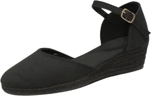 Espadrilles Wedges for Women Summer Sandals Womens Espadrilles Closed Toe Ankle Strap Dressy Low Heel Platform Wedge Sandals